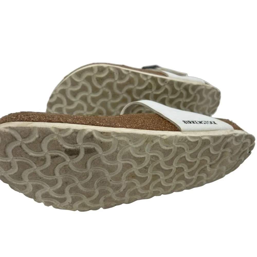 Birkenstock Gizeh Sandals Women's Size 39 US 8 White Birko Flor Thong Cork
